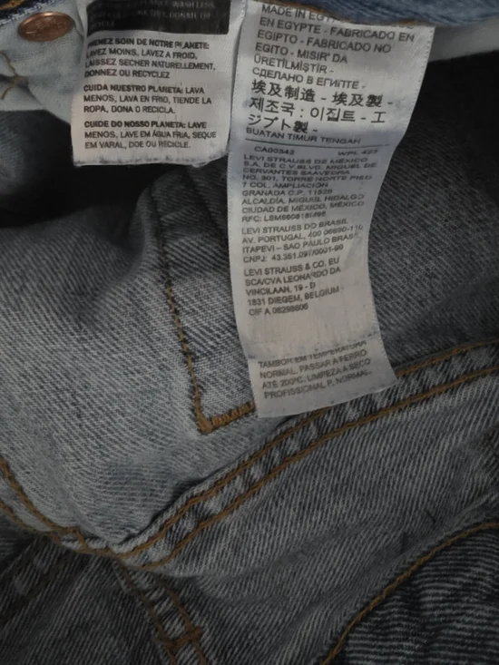 Mens Levi's 501 Button Fly Light Wash Straight Jeans 33/34 - Picture 4 of 5